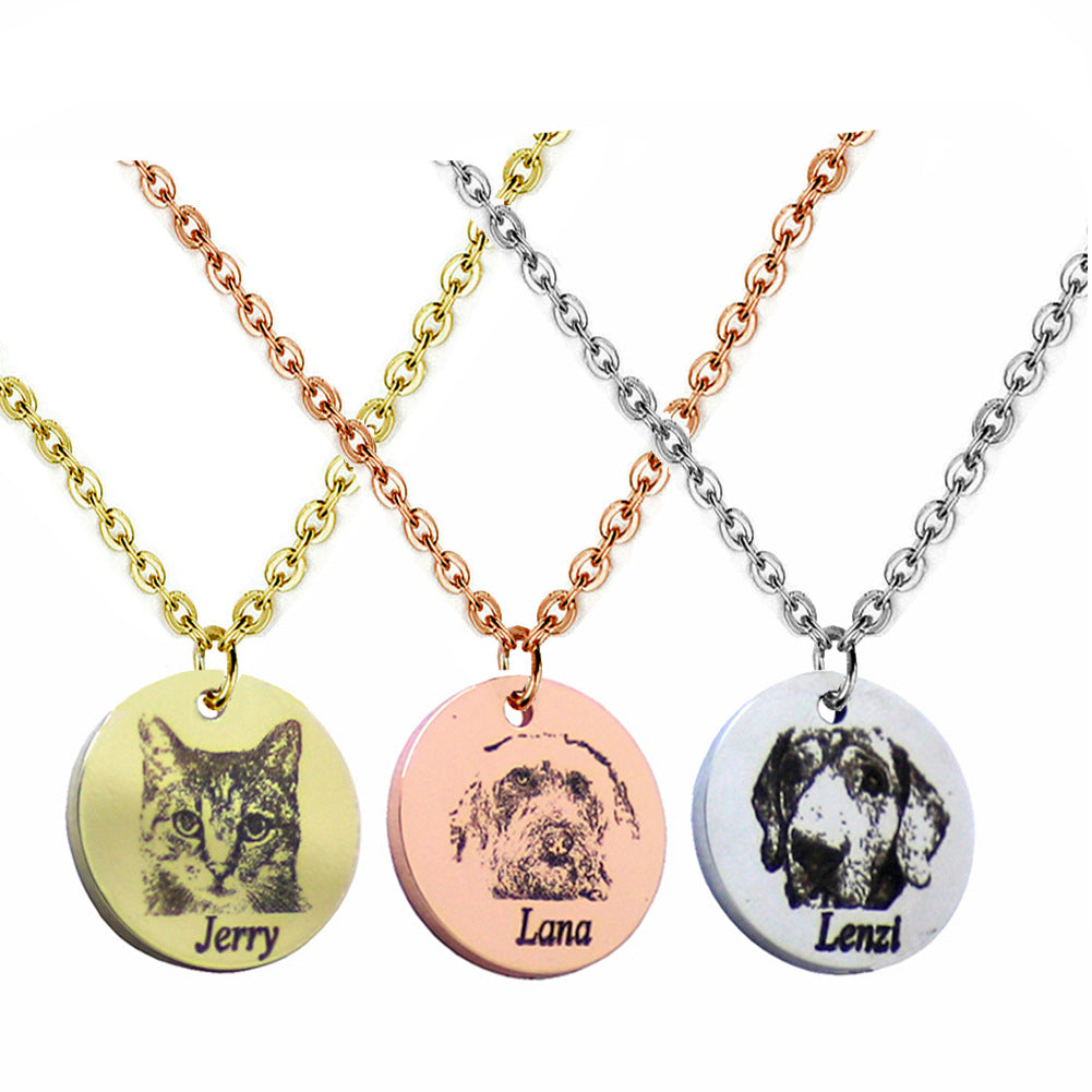 Custom Engrave Pet Name Photo Necklace